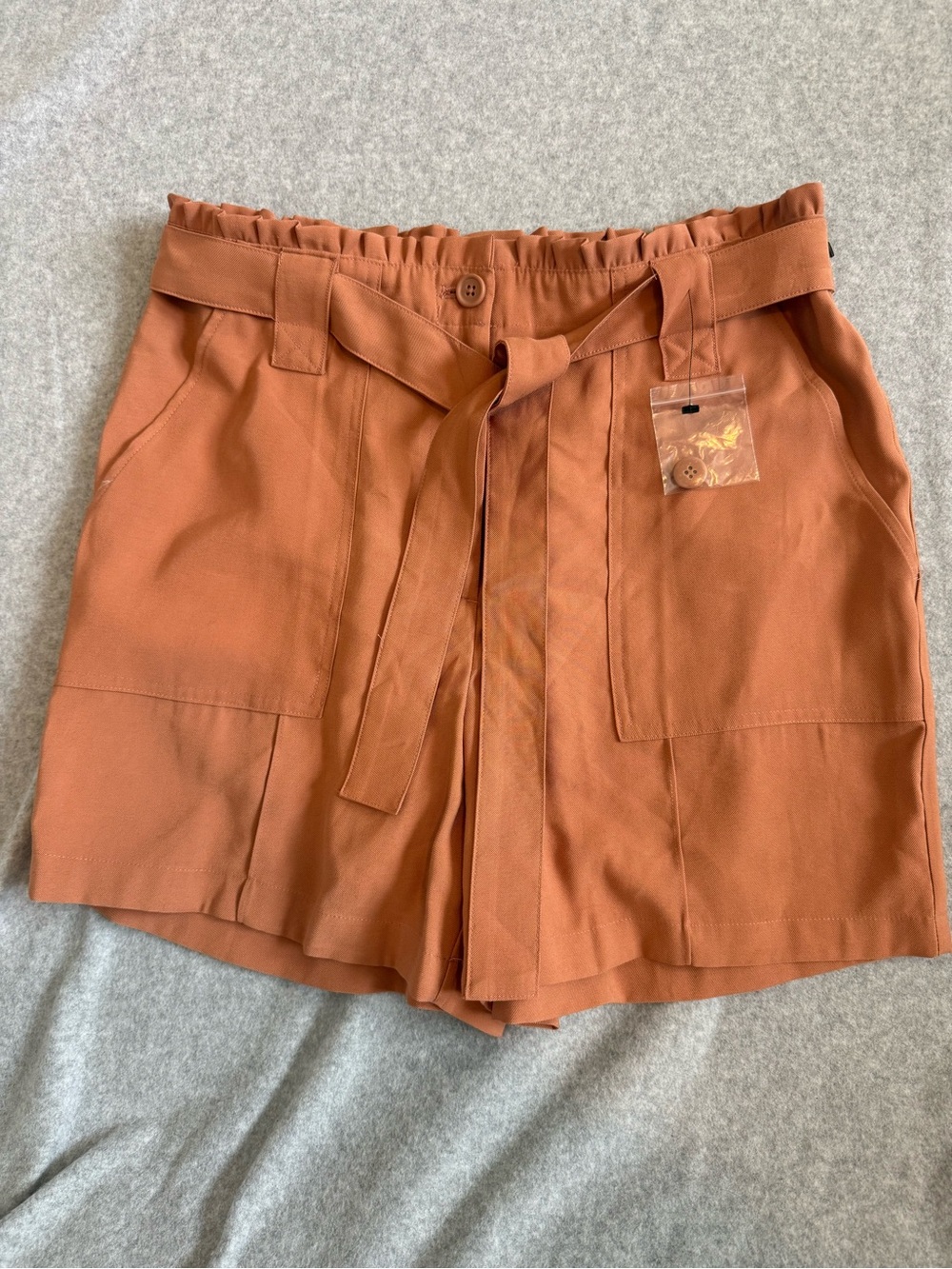 Nine West Rust-Tone Paperbag Waist Shorts with Tie
